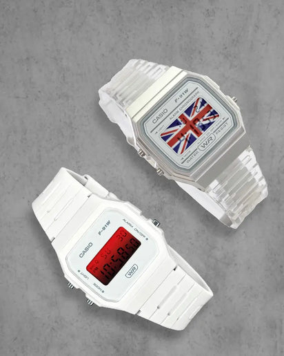 Discover custom Casio watches at Único13, where the iconic F-91W meets fresh, bold upgrades. Each watch retains its classic shape and reliable digital functionality while featuring unique, colorful displays that add personality and style. Whether you prefer a subtle statement or a vibrant standout, these reimagined pieces bring fun, individuality, and timeless Casio reliability to your wrist.