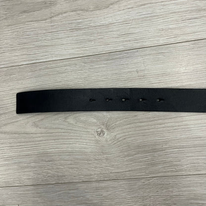 Dolce &amp; Gabbana 2000s Silver/Gold Bars Belt crafted from black leather with a solid metal buckle plate. The buckle features three horizontal metal bars secured with visible screws, with silver-tone bars on the top and bottom and a gold-tone center bar engraved with the D&amp;G logo. Finished with a structured leather strap, comes with the original dustbag.