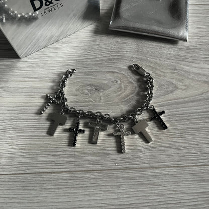 Dolce & Gabbana 7 Crosses Stainless Steel Bracelet