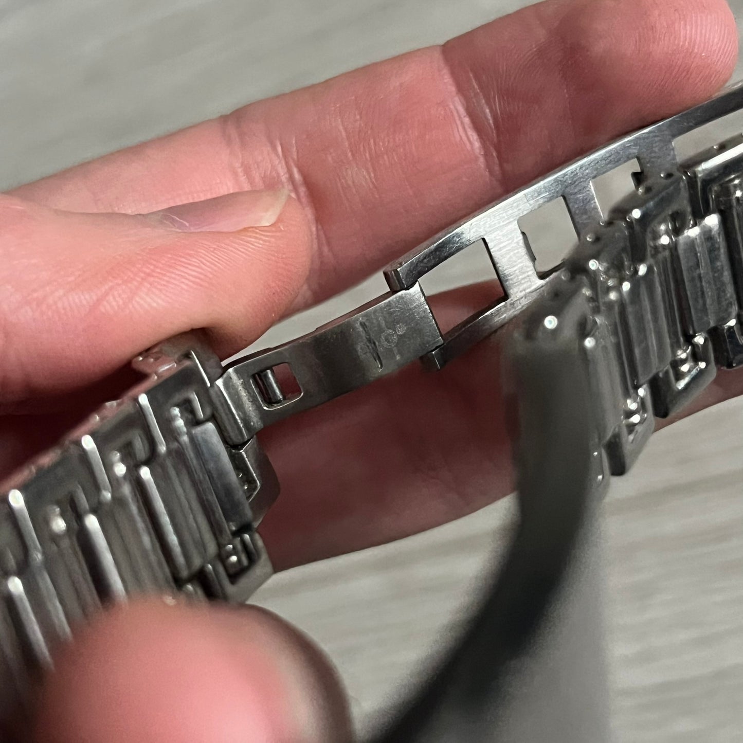 Dolce & Gabbana Warning Stainless Steel Bracelet. From the Spring/Summer 2006 collection, this bracelet features a polished stainless steel design with a clip closure. The front plate displays “Warning Special Access Required” alongside D&G Dolce & Gabbana branding.