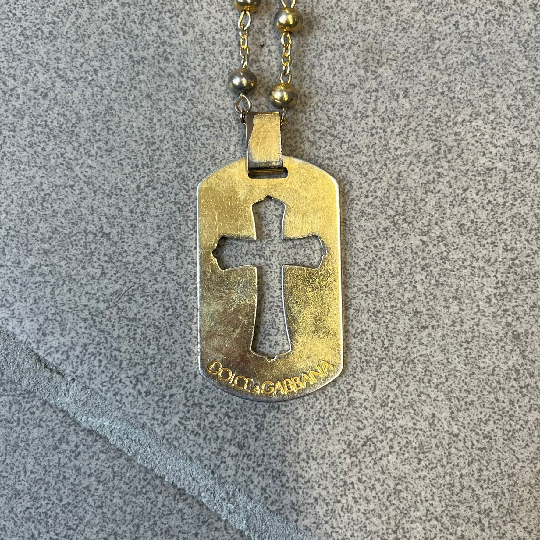 Dolce & Gabbana SS2003 Golden Cross Dog Tag Necklace – único13