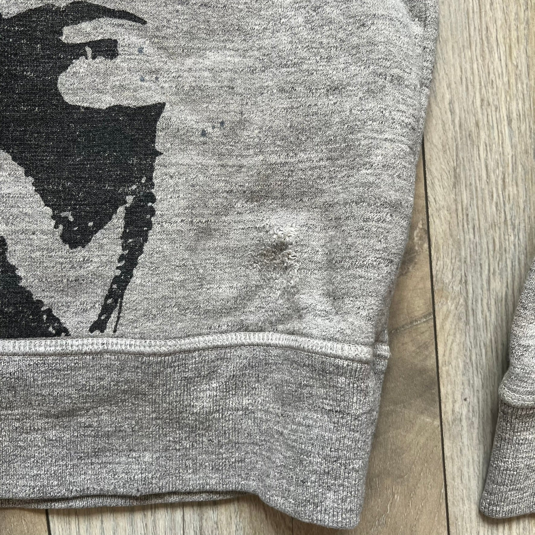 Dsquared2 Vicious Bros SS2019 Hoodie is a grey cotton hoodie made in Italy. It features a hood with drawstring fastening, long sleeves, and ribbed cuffs and hem. The front includes a printed graphic of two outlined figures with a small Dsquared2 logo and pink “Vicious Bros” text above them. The hoodie has intentional distressing throughout the fabric.

