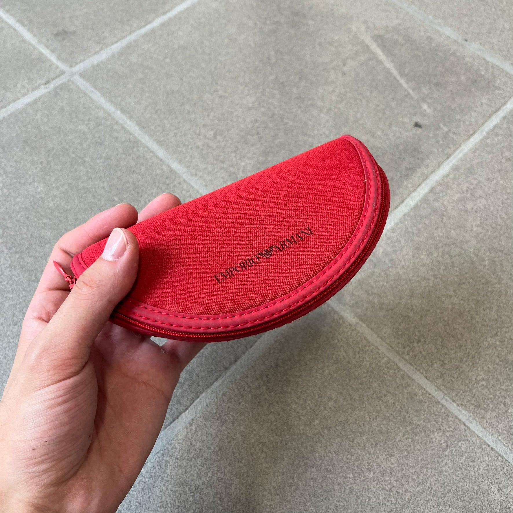 Emporio Armani 2000's Shield Yellow Sunglasses feature a black shield-style front with a single continuous lens and yellow temples. The temples have black Emporio Armani eagle logos, with model EA 9242/S SVG95. Made in Italy and comes with the original red case.
