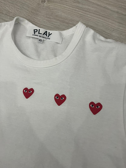 cdg play triple hearts tee
