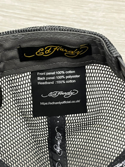 ed hardy ed-rear twill front mesh trucker cap