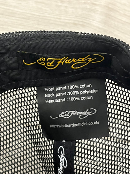 ed hardy ed-busy-bee twill front mesh trucker hat