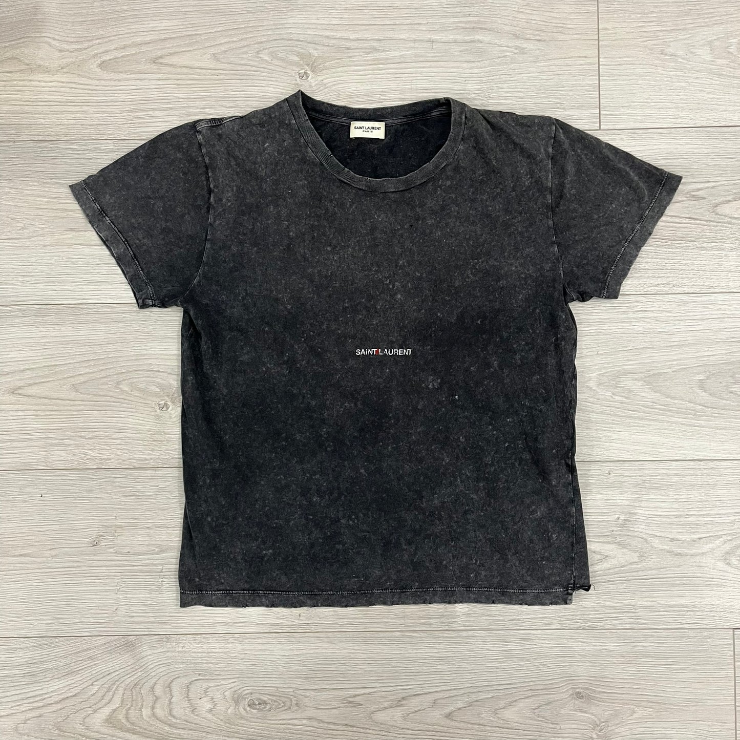 saint laurent distressed logo tee
