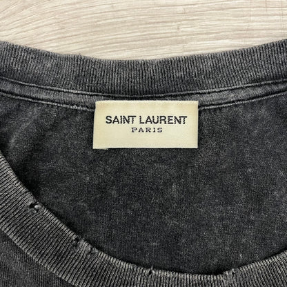 saint laurent distressed logo tee
