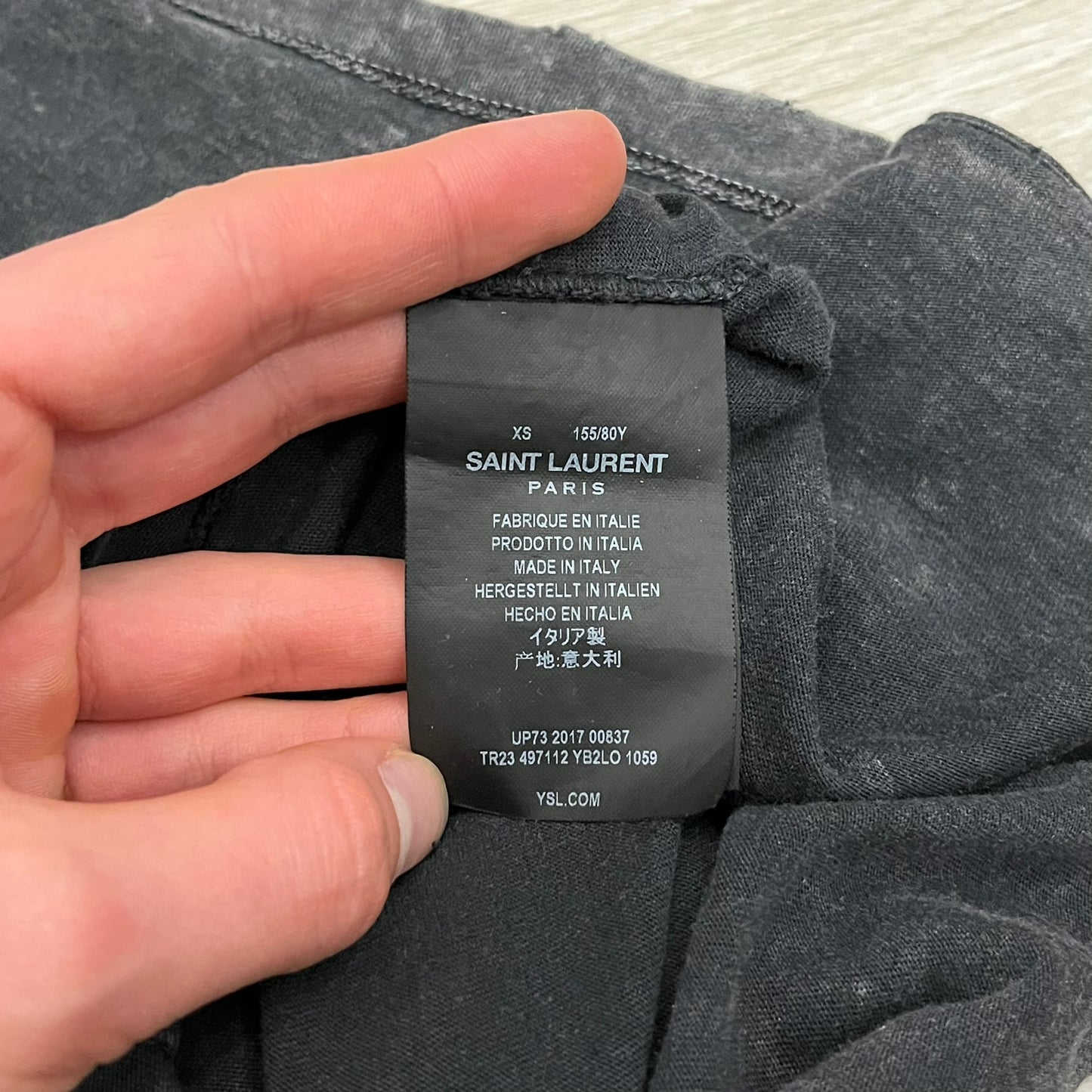 saint laurent distressed logo tee