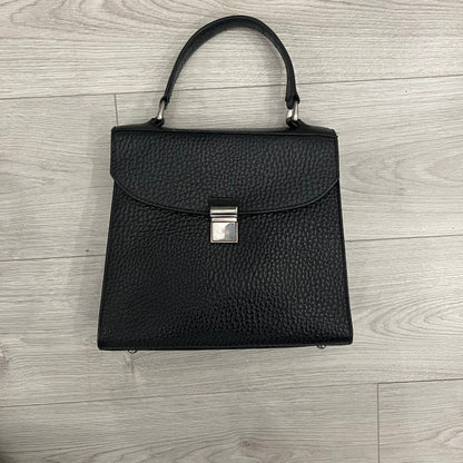 black leather handbag