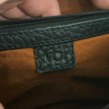 black leather handbag