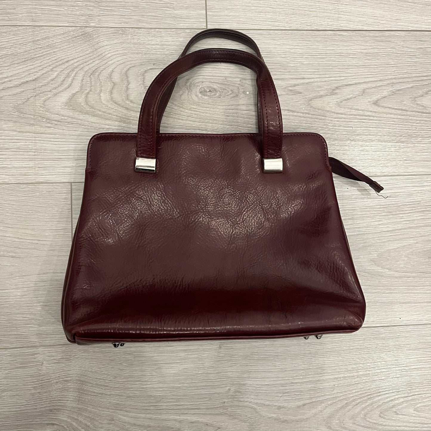burgundy leather handbag