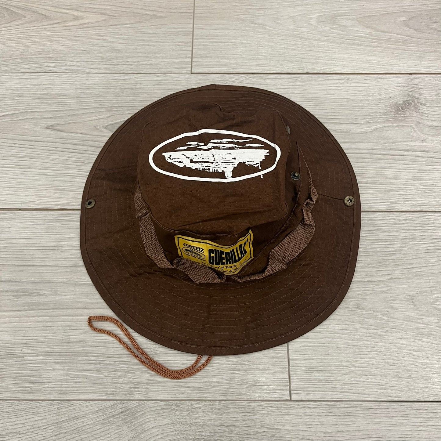 corteiz alcatraz bucket hat brown