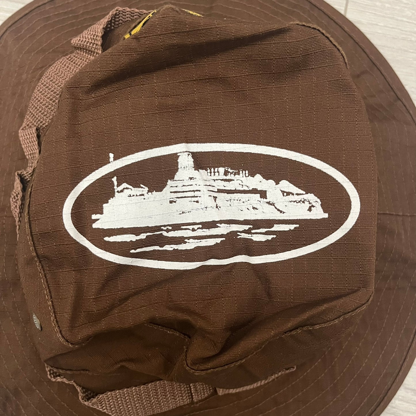 corteiz alcatraz bucket hat brown