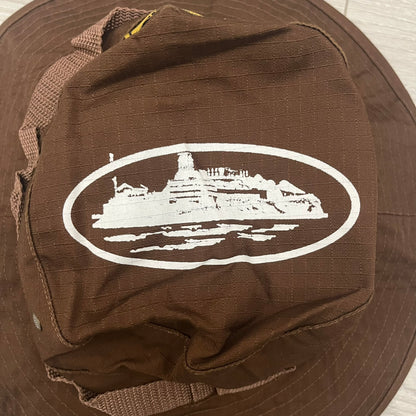corteiz alcatraz bucket hat brown