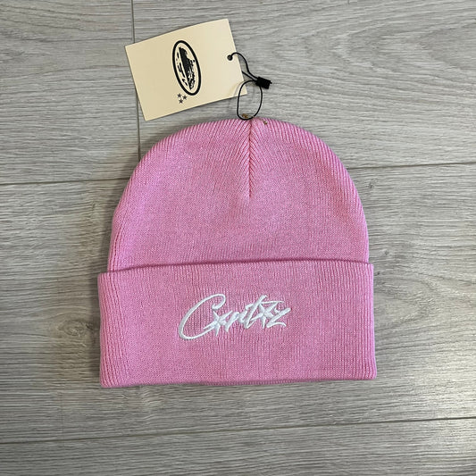 corteiz allstarz folded beanie pink