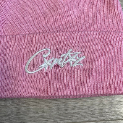 corteiz allstarz folded beanie pink