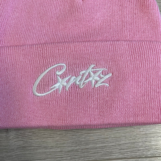 corteiz allstarz folded beanie pink