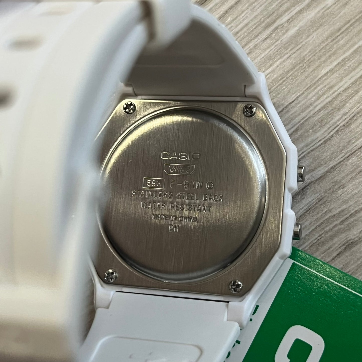 casio f-91w white & red, "japan"