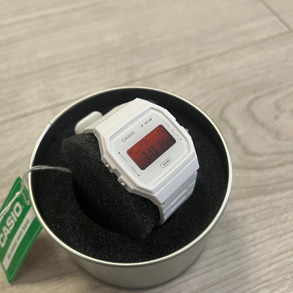 casio f-91w white & red, "japan"