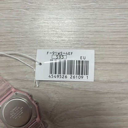 Bar code label on a wooden surface