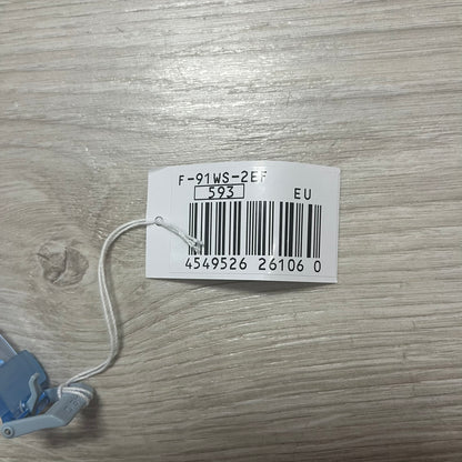Bar code label on a wooden surface