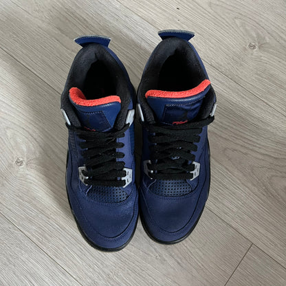 The Air Jordan 4 Retro Winterized “Loyal Blue” (CQ9745-401) reimagines the classic silhouette with a cold-weather upgrade. Crafted in premium Loyal Blue leather with rubberized panels and fleece-lined interiors for added warmth, it combines performance with rugged luxury. Released in December 2019, this model channels the look of the rare “Eminem Encore” 4s, making it a standout piece in the Jordan lineup.