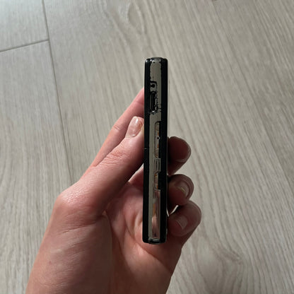 The LG Prada KE850, a groundbreaking collaboration between LG and Prada marked the world’s first capacitive touchscreen phone. Finished in sleek black with minimalist Prada aesthetics, it features media playback, Bluetooth, and expandable memory.&nbsp;