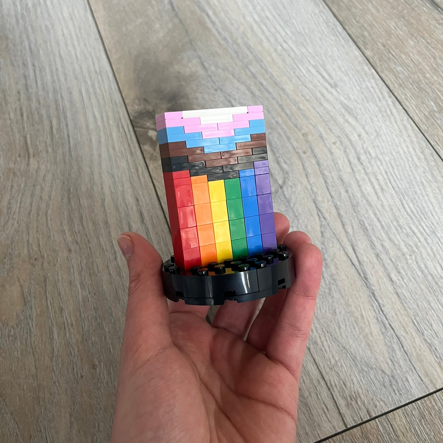 LEGO Pride Flag Make and Take Build is a limited promotional LEGO set distributed as an exclusive in-store “make & take” event and not available for retail purchase. The build forms a small standing Pride flag display model.