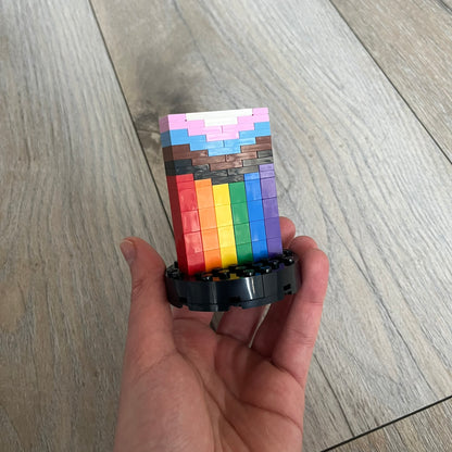 LEGO Pride Flag Make and Take Build is a limited promotional LEGO set distributed as an exclusive in-store “make & take” event and not available for retail purchase. The build forms a small standing Pride flag display model.