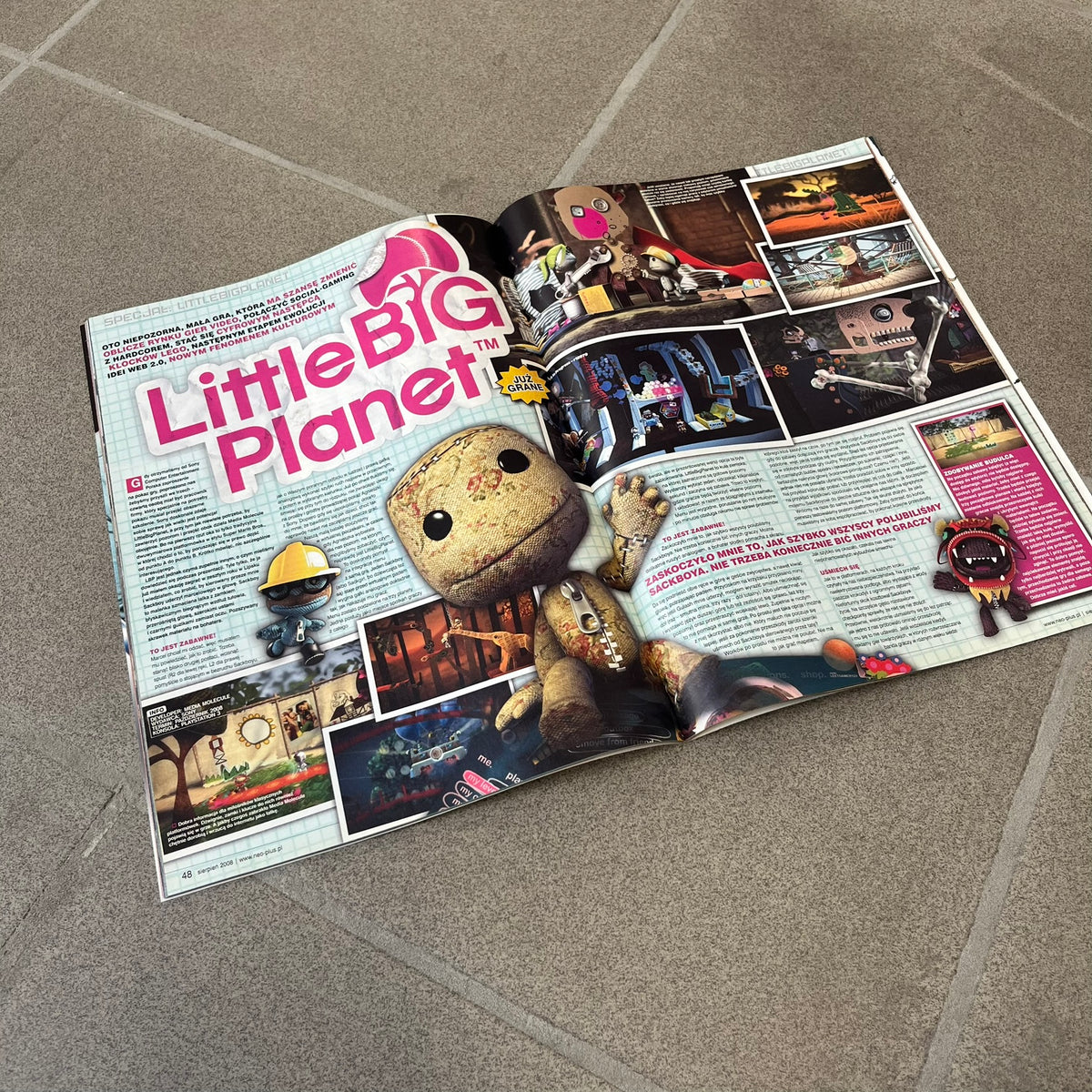 Little Big Planet Neo Plus 113 8/2008 Magazine is a discontinued Polish gaming magazine, issue 113, featuring a large Sackboy alongside smaller Sackboys on the cover with "Little Big Planet" text below. The issue includes a dedicated section on the release of LittleBigPlanet, along with coverage of Gears of War 2 and other games.