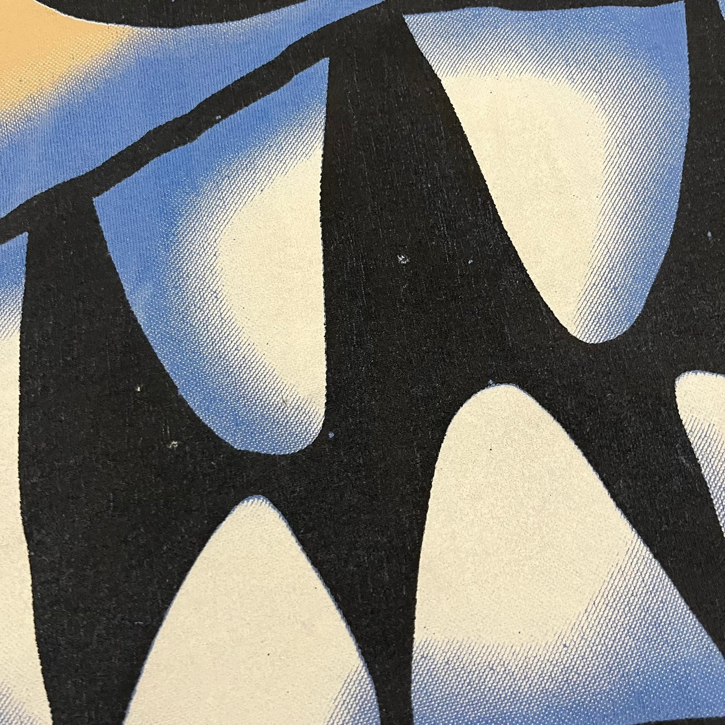 Looney Tunes “Taz & Bugs Bunny” 1997 Freeze Tee featuring a blue base with an all-over front print. The graphic shows Taz with an angry expression and Bugs Bunny reflected in his eyes, with 1997 Warner Bros. Freeze licensing printed below. Made in the USA from 100% cotton.