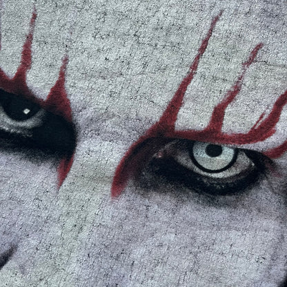 Marilyn Manson Holy Wood Face Tee from 2000, made on a black BG blank. Features a large front graphic of Manson’s face with signature white makeup, red accents, and eye contact. The back includes red Marilyn Manson text with a small 2000 Giant license, great piece from the Holy Wood era.