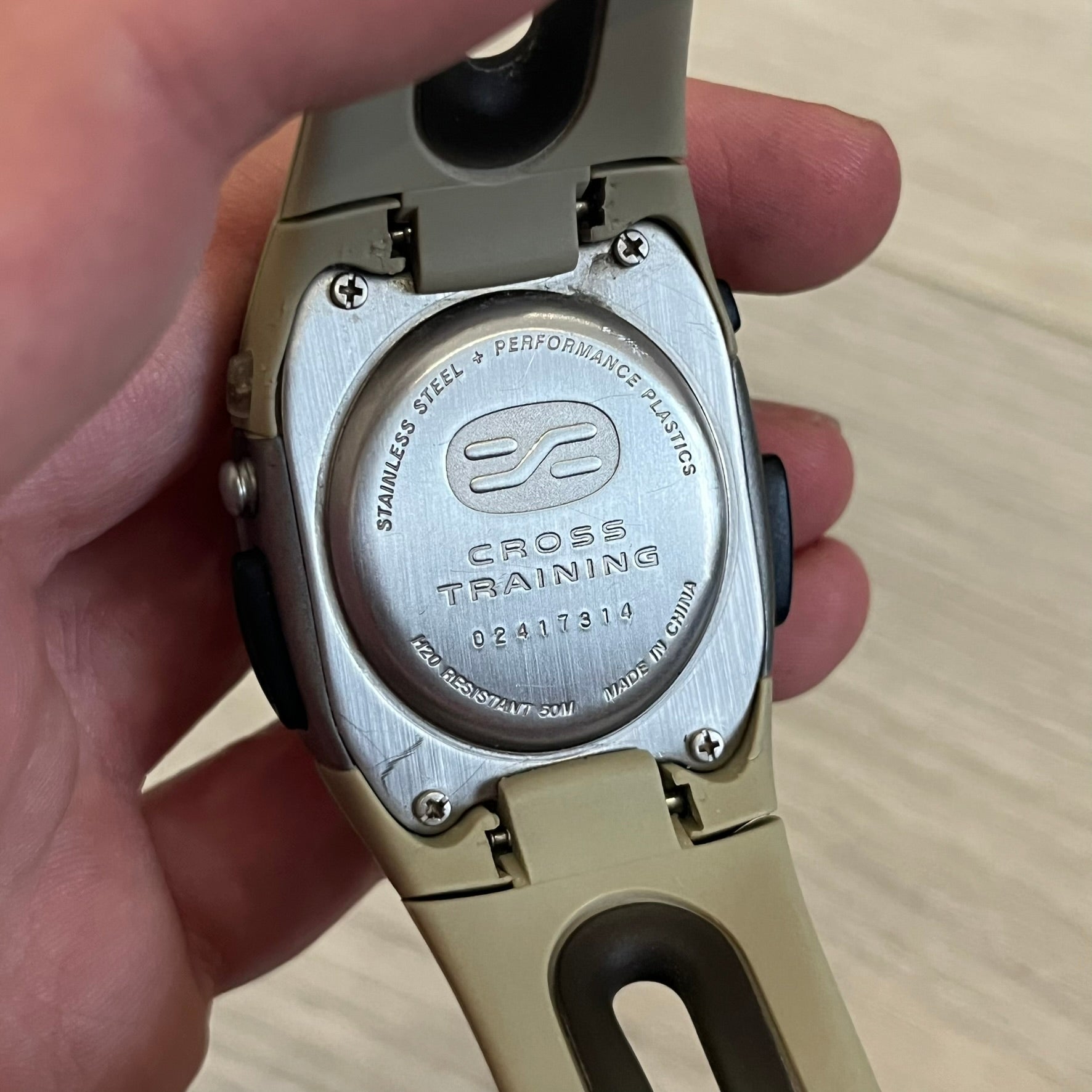 Nike Sports Chrono Cross Training Watch featuring a unique ana-digi design with a Blue Analog face. The display combines a three-hand analog setup with a curved dual-section LCD showing time, day, and mode. Water-resistant up to 50m and equipped with chronograph, timer, alarm, and dual-time functions.