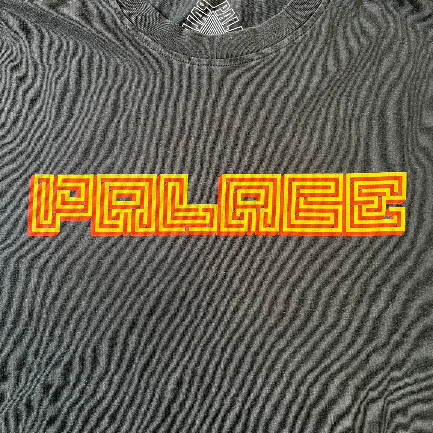 Palace FW18 Mazin Black Longsleeve features a black 100% cotton construction with a Palace logo printed on the chest. The logo is made from a maze-style graphic in yellow and red. Released on November 23, 2018.