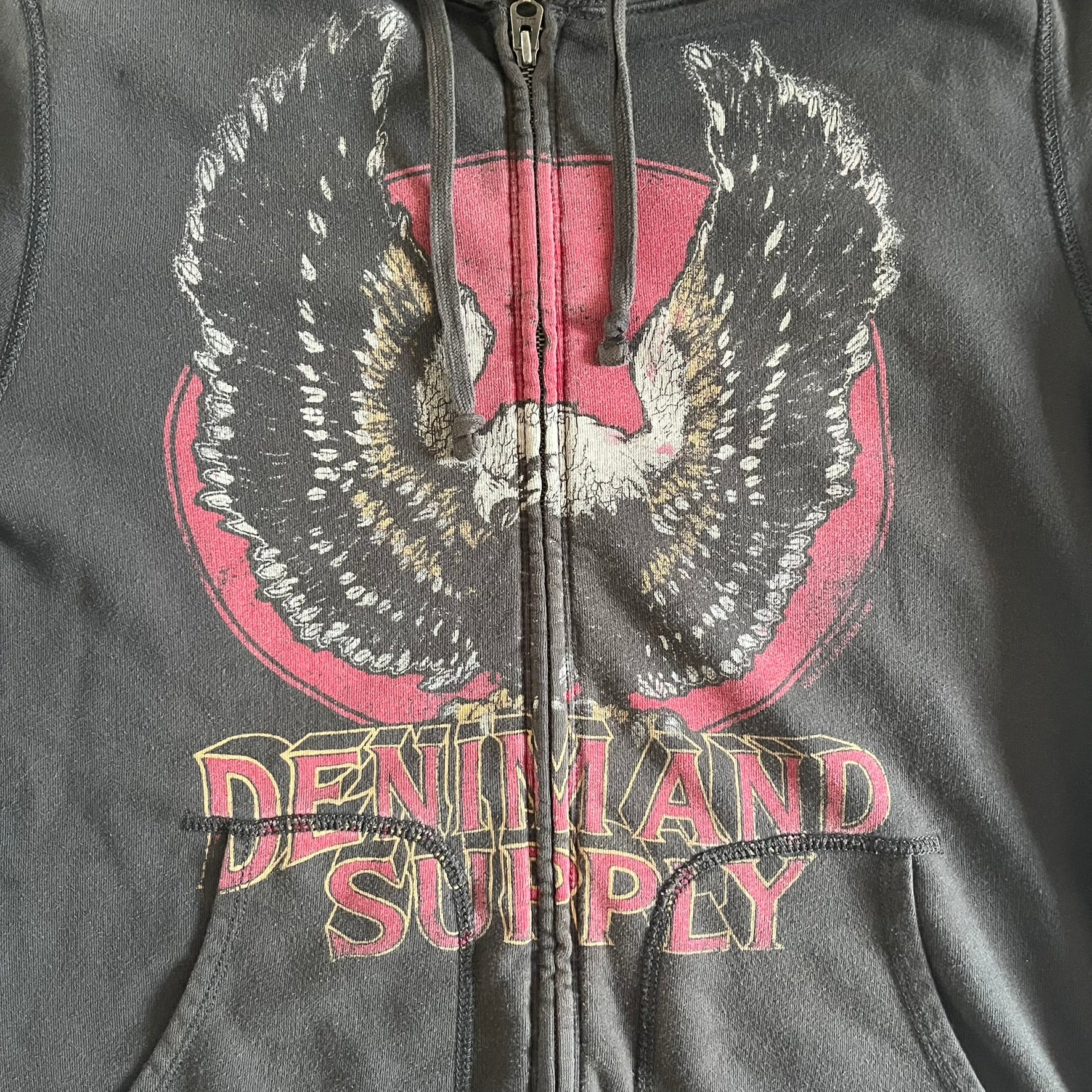 Ralph Lauren Denim &amp; Supply Eagle Hoodie in dark brown, featuring a big front graphic with a large eagle over a filled red circle. The design is completed with prominent red “Denim and Supply” under the graphic. From the discontinued Denim &amp; Supply line.