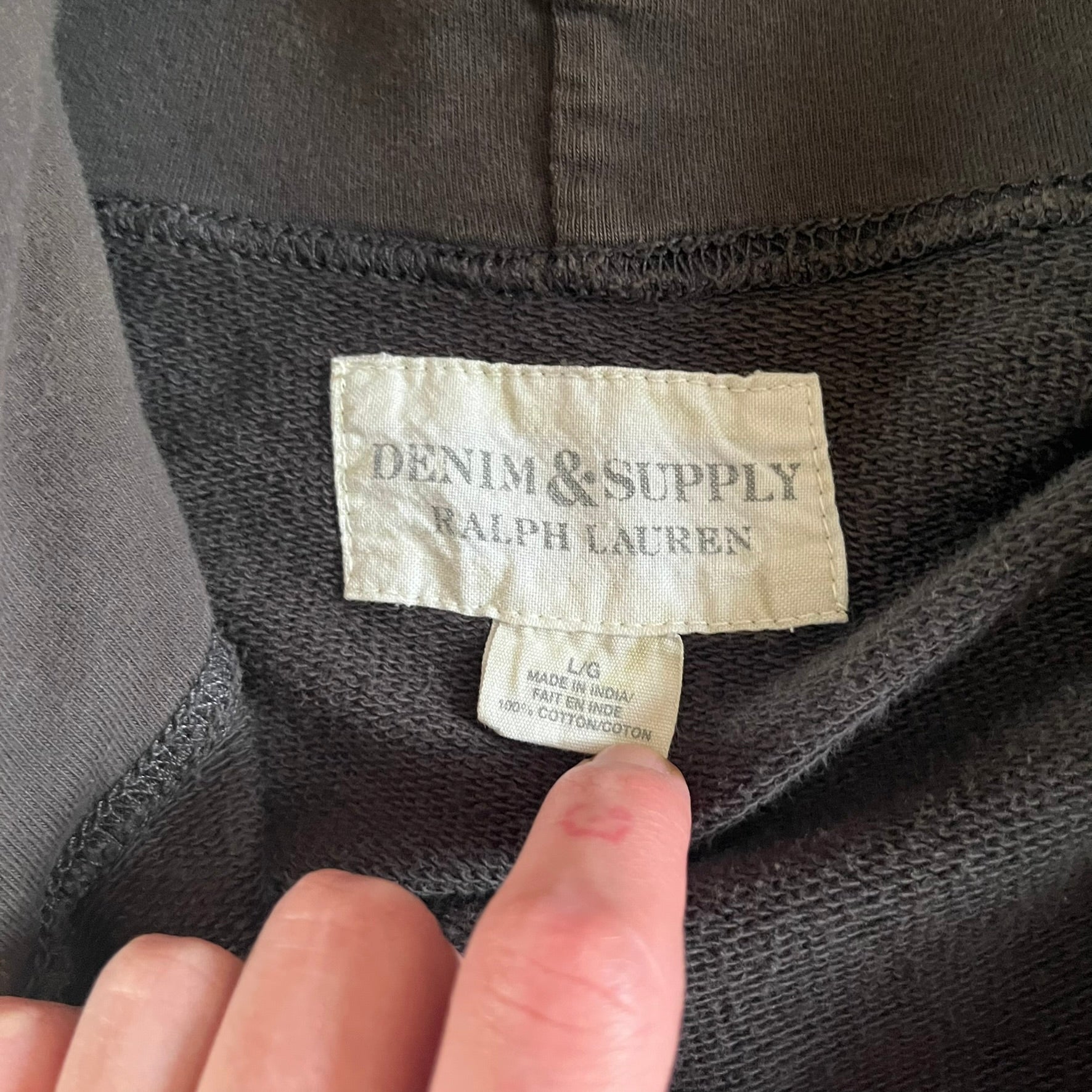 Ralph Lauren Denim &amp; Supply Eagle Hoodie in dark brown, featuring a big front graphic with a large eagle over a filled red circle. The design is completed with prominent red “Denim and Supply” under the graphic. From the discontinued Denim &amp; Supply line.