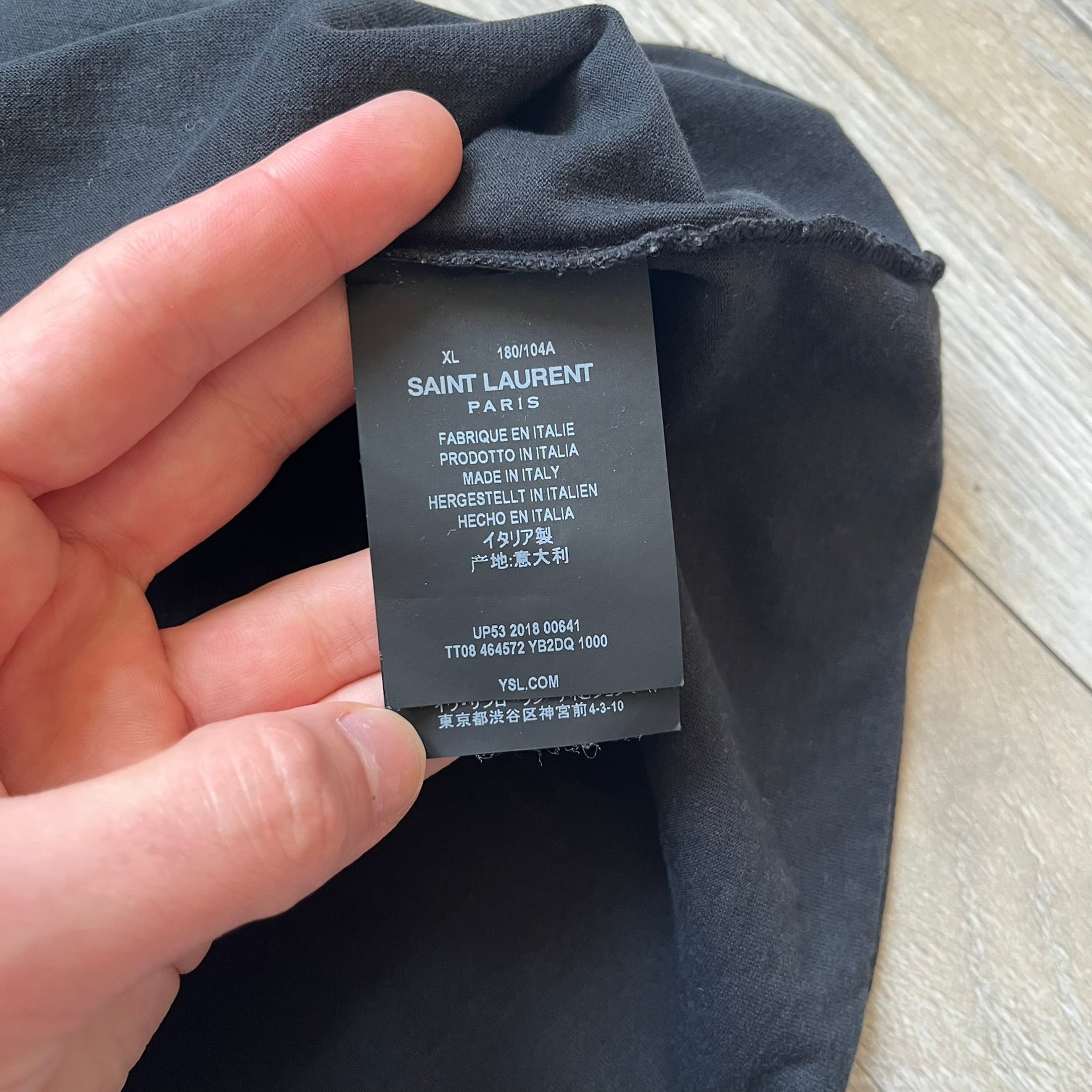 Saint Laurent 2018 Black Logo Tee – único13