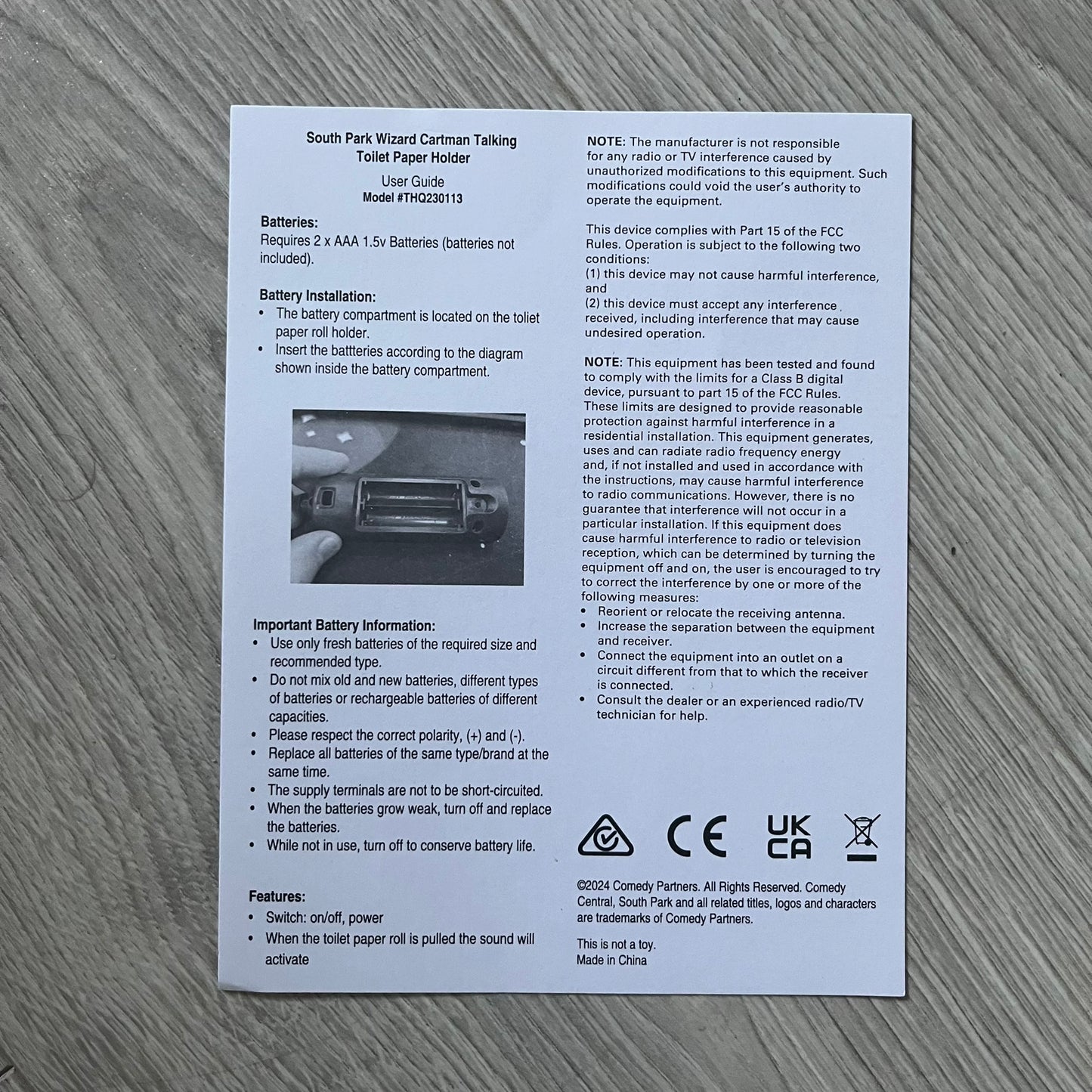 South Park Cartman Talking Toilet Paper Holder + box