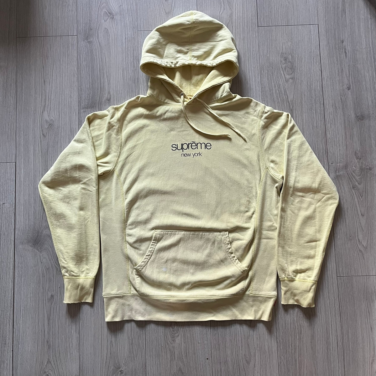 Supreme Classic Logo SS15 Yellow Hoodie – único13