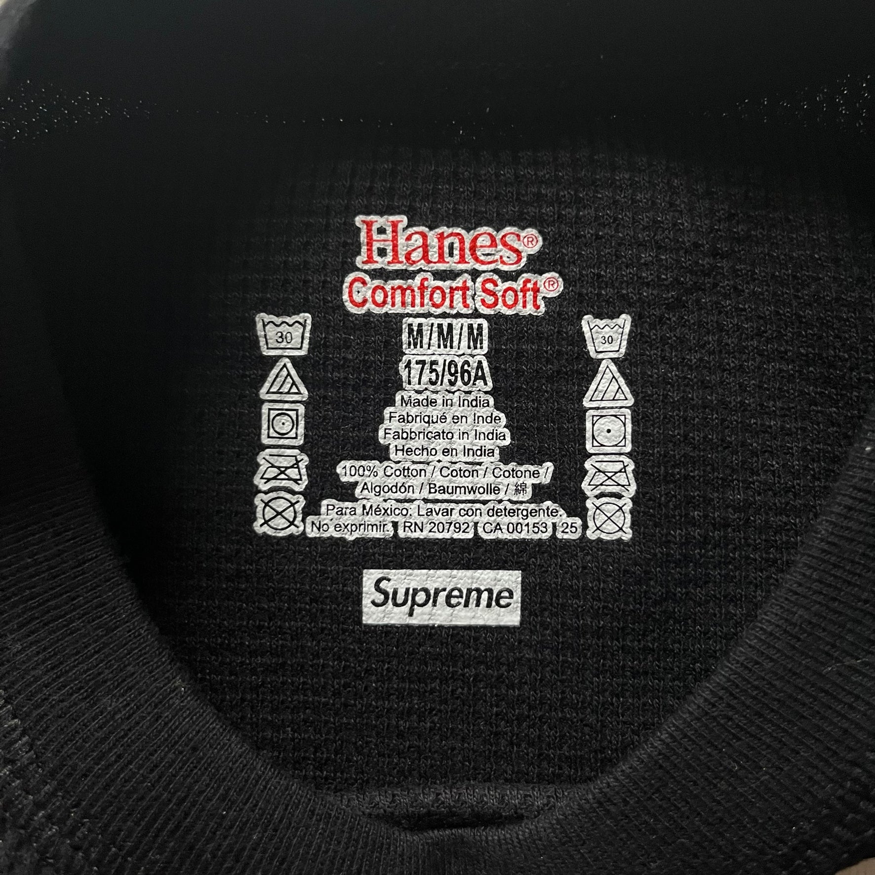 Supreme Hanes Bones Thermal Crew FW25 (1 Pack) Black – único13