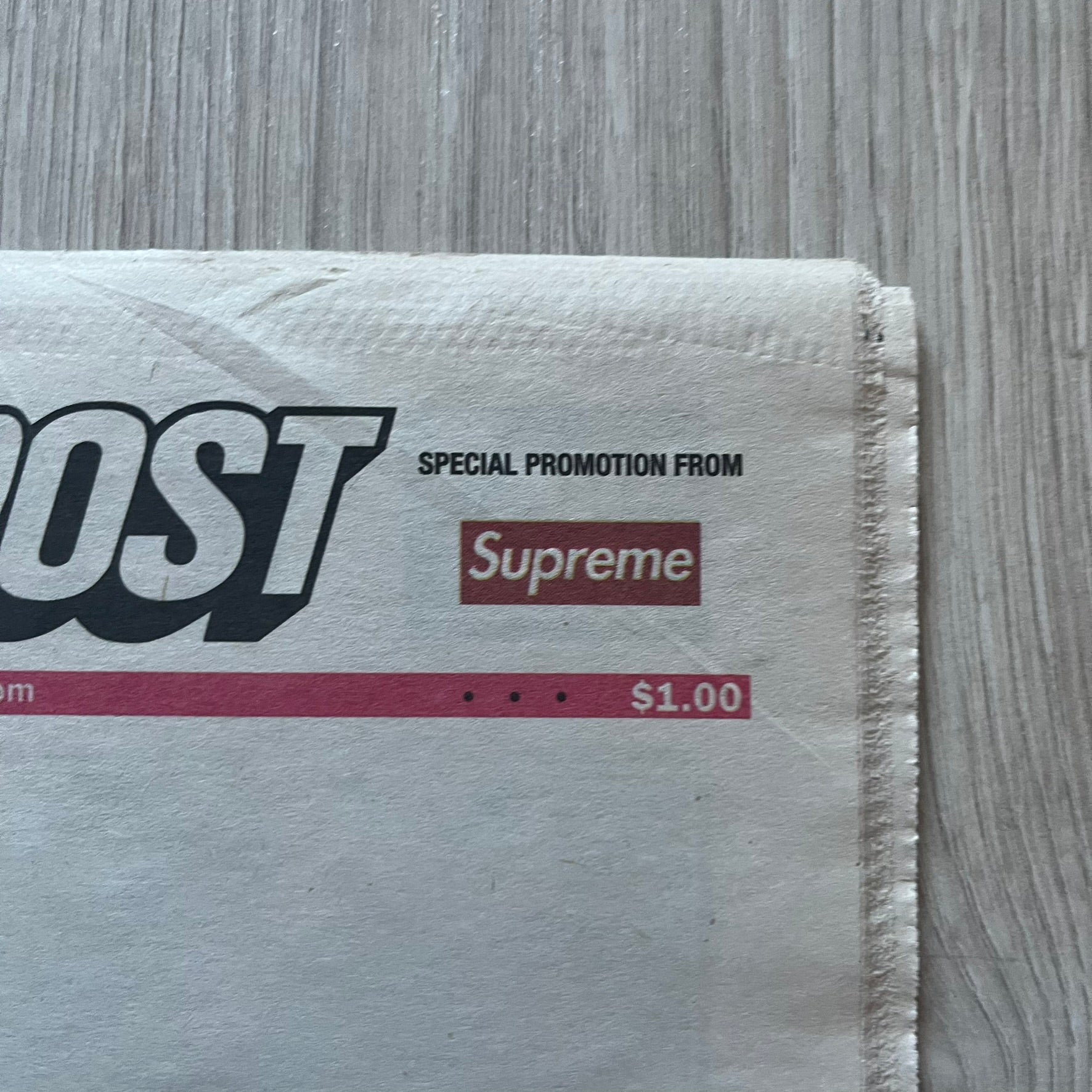 Supreme New York Post Newspaper “Late City Final Edition” from Fall/Winter 2018, released on August 13th, 2018. Features the iconic Supreme box logo printed on the cover (front and back). Includes the full original newspaper, with only the cover designed by Supreme.