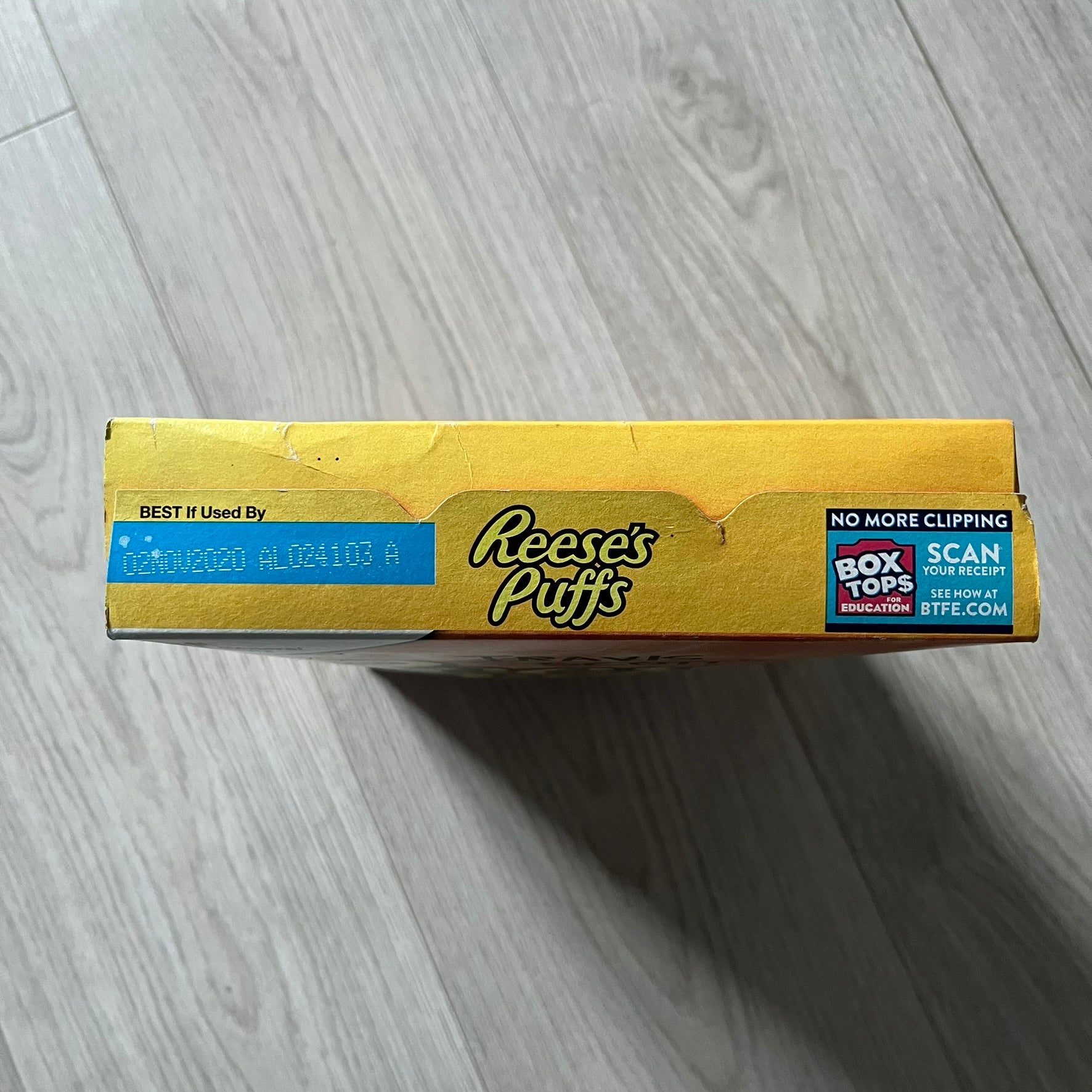 Travis Scott x Reese’s Puffs Cereal released in 2019 as a collaboration between Travis Scott and General Mills. The limited-edition box features the rapper on the front with his arms spread behind a bowl of Reese’s Puffs, and an action figure graphic on the back with the Cactus Jack logo. Originally sold at Target and Walmart, this collector’s item is not fit for human consumption.