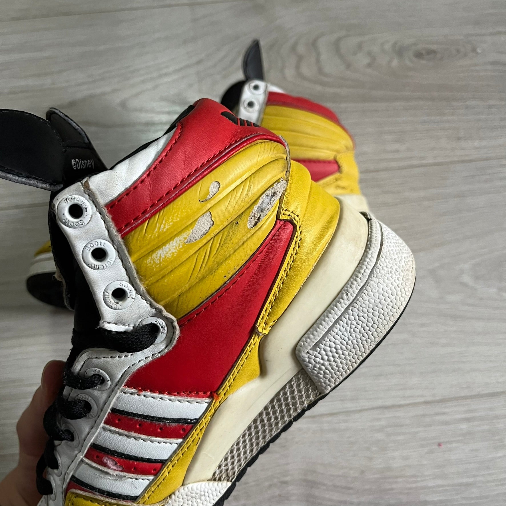 adidas jeremy scott mickey mouse disney hi-top sneakers used