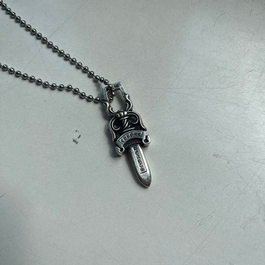 chrome hearts dagger #10 zipper silver ball necklace