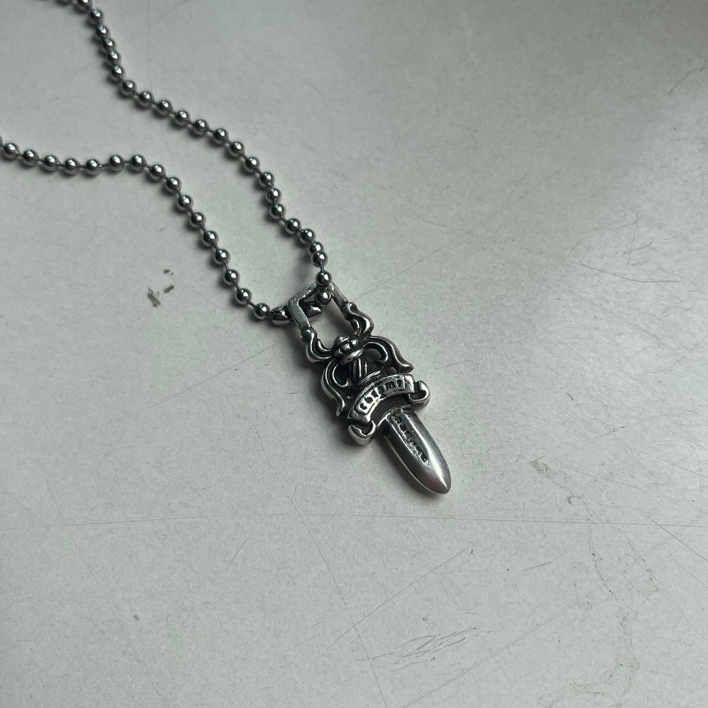 chrome hearts dagger zipper silver ball necklace