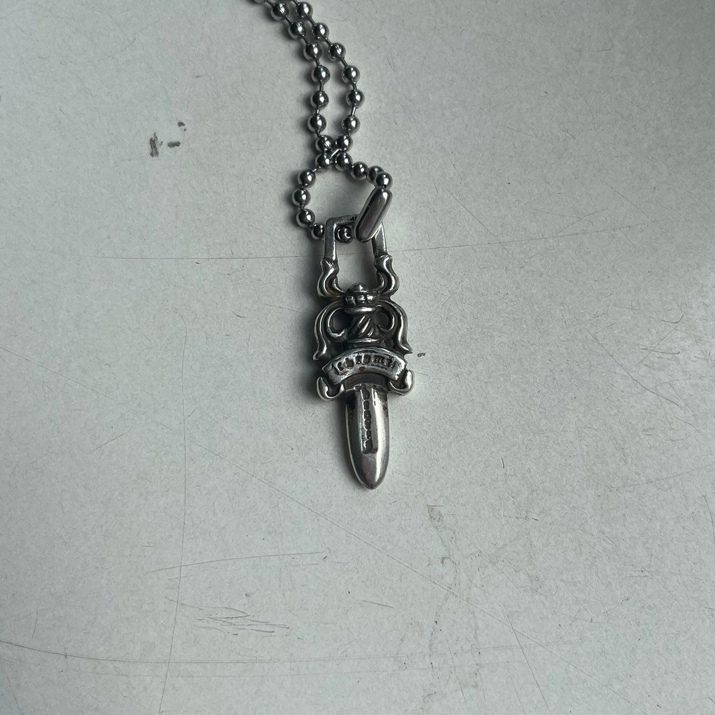 chrome hearts dagger zipper silver ball necklace