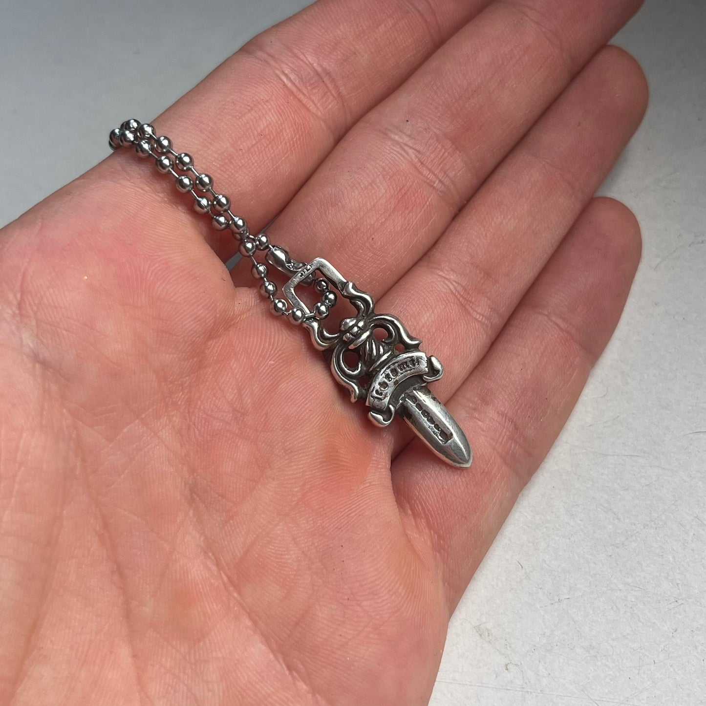 chrome hearts dagger zipper silver ball necklace