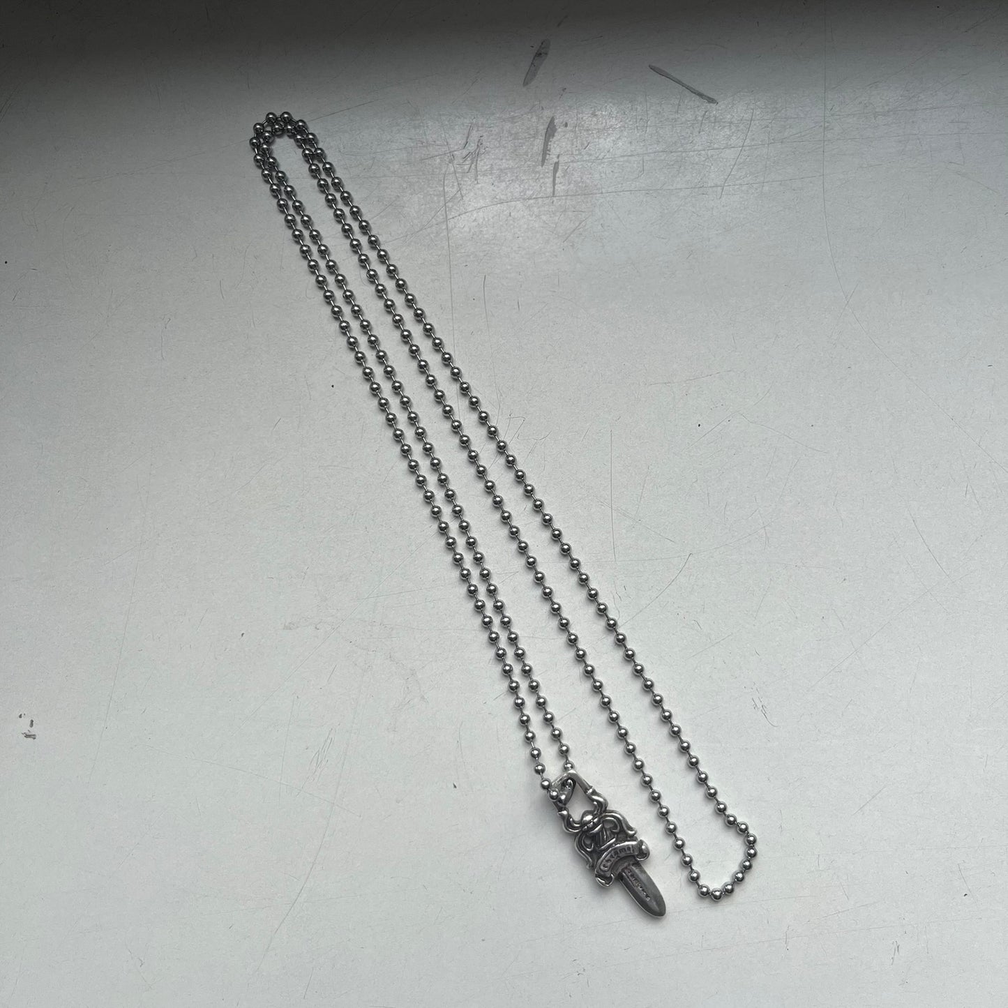 chrome hearts dagger zipper silver ball necklace