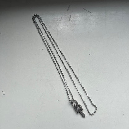 chrome hearts dagger zipper silver ball necklace